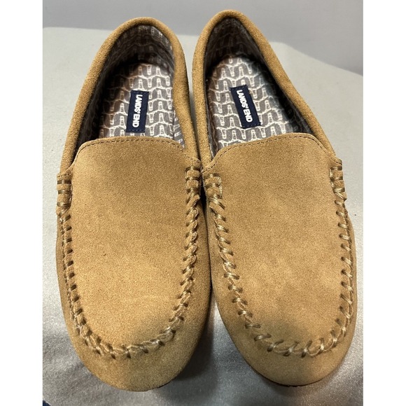 Lands' End Women's Beige Suede Moccasin Driving Loafer Shoe Size 8B - Picture 1 of 9
